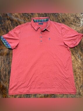 William Murray Golf Polo Shirt Mens XL Red Classic Tartan Stretch UV Wicking